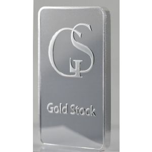 10 OZ SILVER GOLD STOCK BAR front